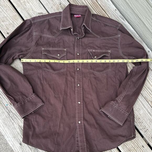 Red Ranch men’s size XL cotton brown, work shirt with snaps - Picture 5 of 8